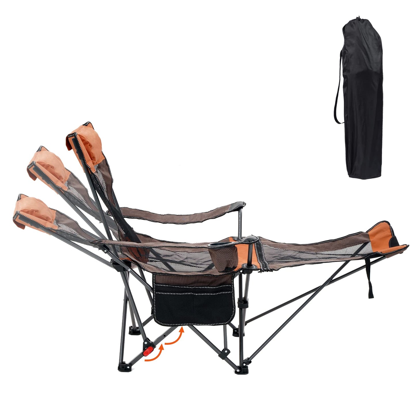Reclining Camping Lounge Chair – 3-Position with Footrest & Armrests