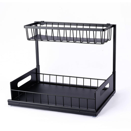 Under Sink Organizer — Black Metal Storage Rack