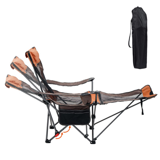 Reclining Camping Lounge Chair – 3-Position with Footrest & Armrests