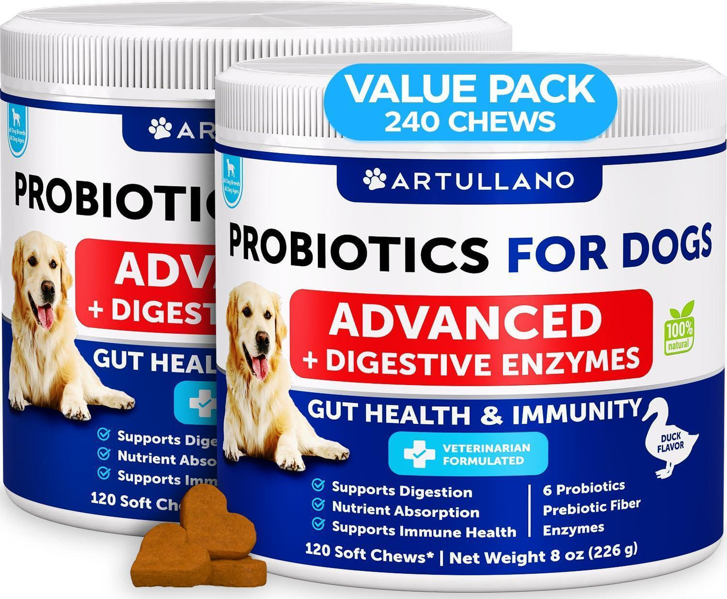 Dog Probiotic Soft Chews – 2 Pack, 240 Count