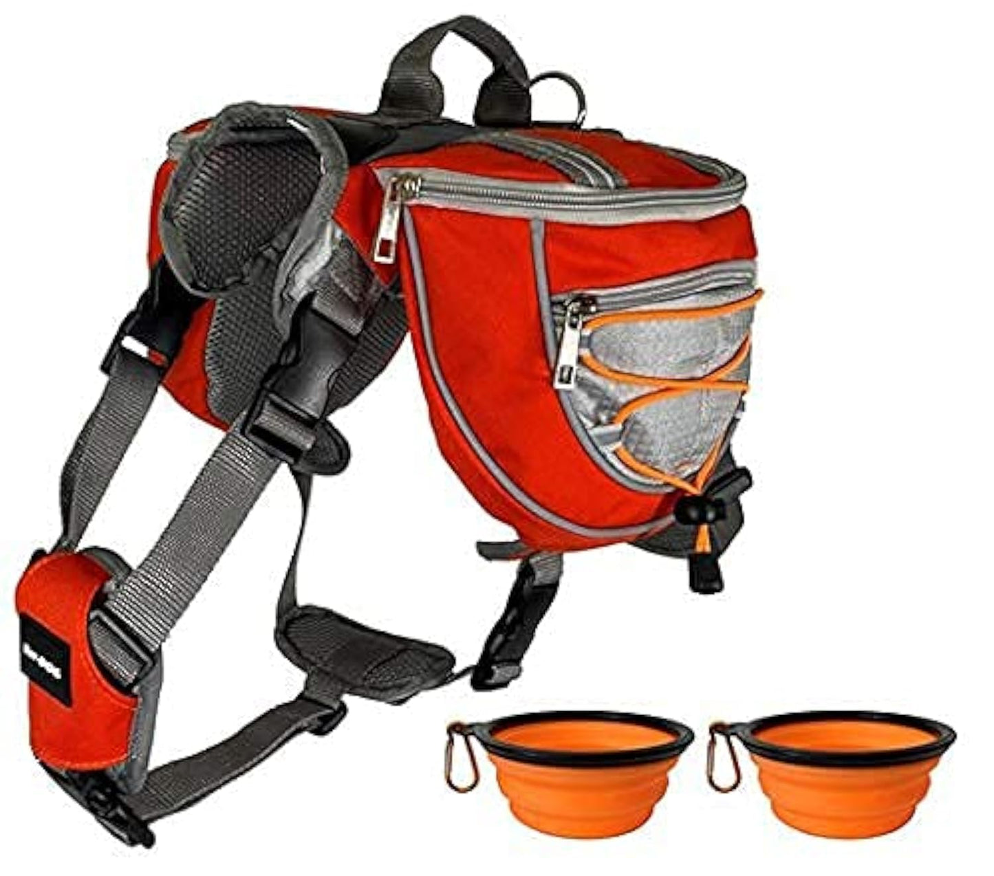 Dog Hiking Backpack & Harness Combo – With 2 Collapsible Bowls