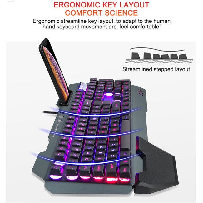 Ergonomic Mechanical Keyboard – RGB Backlight & Quiet Tactile Keys