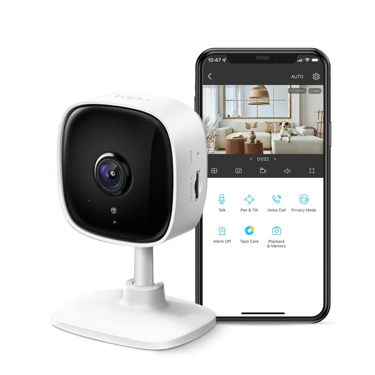 Indoor Security Camera – 2K HD, Night Vision & 2-Way Audio