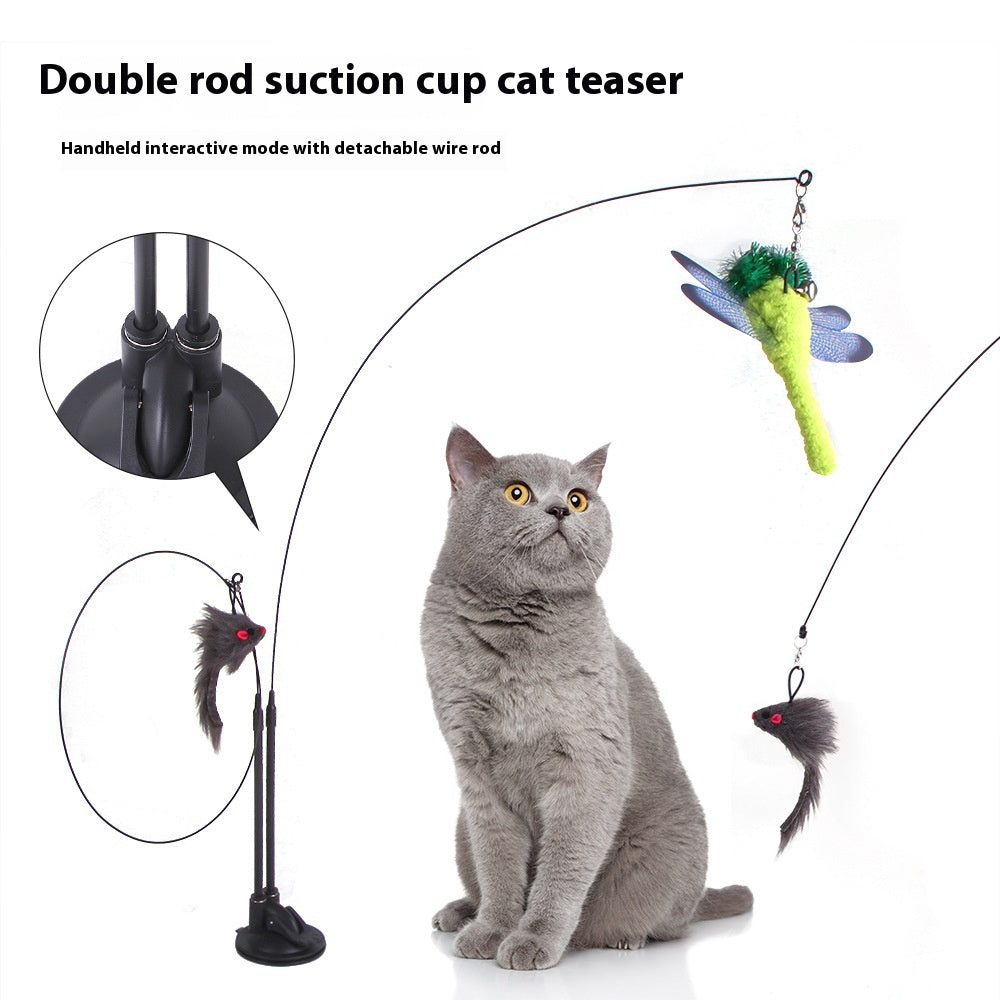 Cat Teaser Toy – Interactive Suction Cup Wand for Indoor Cats