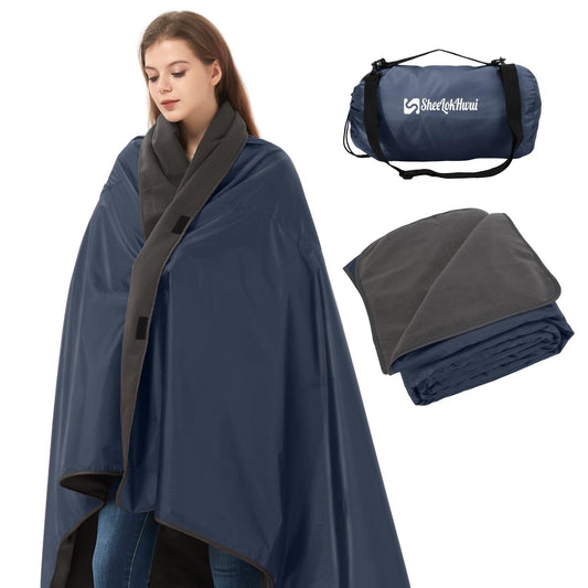 4-in-1 Outdoor Blanket – 81"x57" Waterproof Fleece Stadium & Camping Blanket