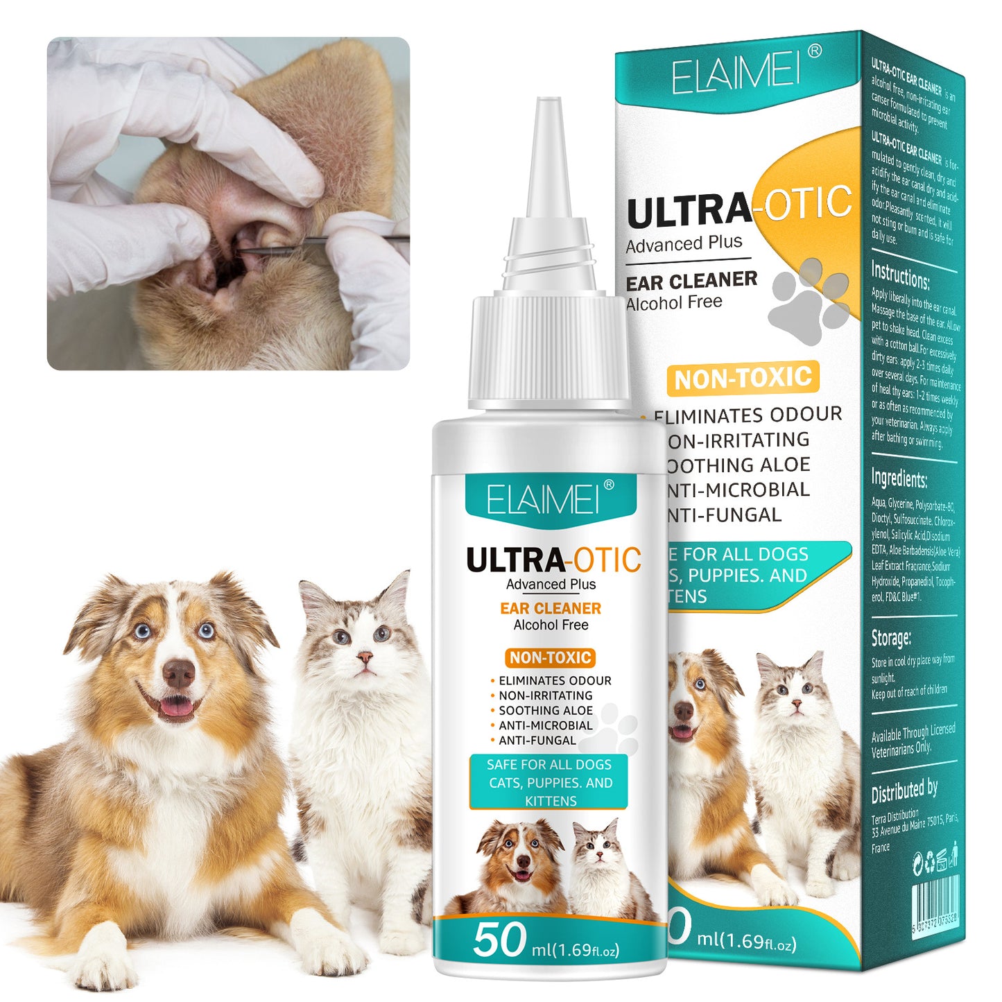 Pet Ear Cleaner – Gentle 50ml Solution for Dogs & Cats