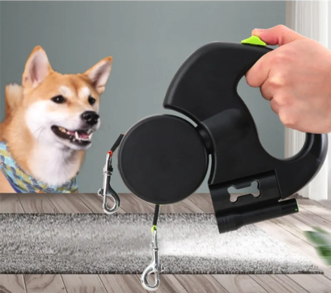Double Dog Leash – Retractable & Tangle-Free for Two Dogs
